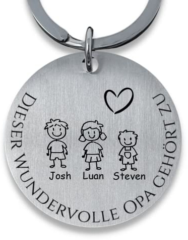SMARTEON Personalisierter Schlüsselanhänger mit Gravur für Mama, Papa, Oma, Opa, mit Namen und Symbolen, individuelles Geschenk für Weihnachten, Geburtstag, Hochzeit, einzigartiges Andenken