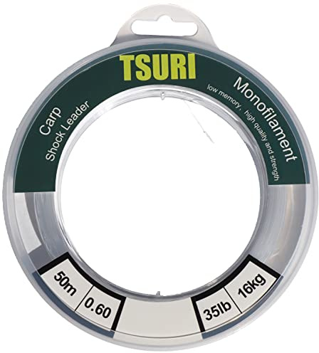 Fil de Peche Carpe Tresse Nylon Tête de Ligne Transparent Ultra Resistant monofilament (Shock Leader, 50m - 60/100-16kg)