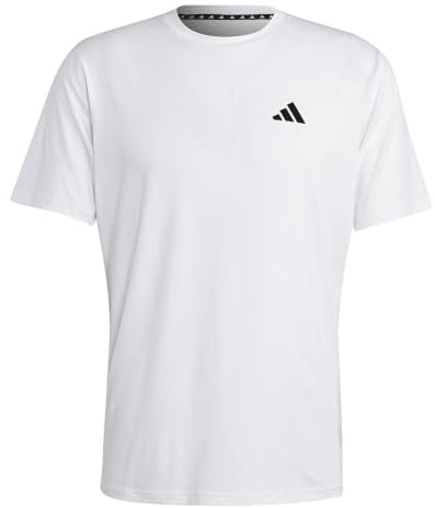 adidas Men's Train Essentials Stretch Training Tee, White/Black, L