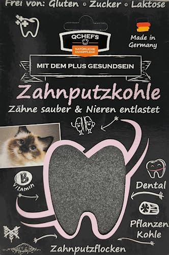 QCHEFS ZahnputzKOHLE Katze: Niere Probleme als Zahnpflege im Futtertopping zum Futter Lachsöl Katze Malz Katzenmilch