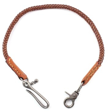 Generisch Hosenkette mit Karabiner Schlüsselkette Kellnerkette aus Leder & Stahl Brieftaschenkette 60 cm Sicherheits Wallet Chain