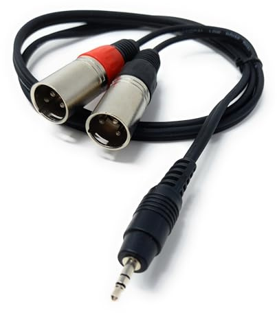 DRUT 1m 3.5mm Stereo Jack to 2 x XLR Male Plugs For PC, Phone, MP3 to | Mixer Cable Lead (3.3ft)
