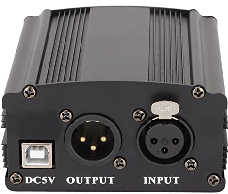Phantomspeisung, Schwarz 48-V-Kondensatormikrofon-Netzteil mit USB-Kabel für Kondensatormikrofon
