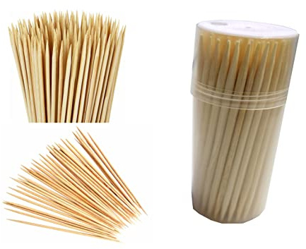 Palillos de dientes de madera de bambú redondos de doble punta (paquete de 100)