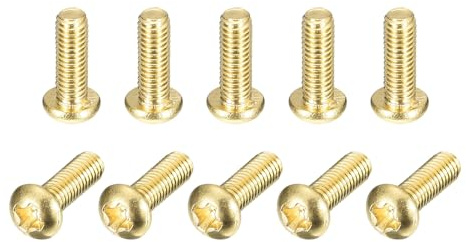 sourcing map Messing-Maschinenschrauben, M3 x 8 mm, Kreuzschlitz-Flachkopf-Befestigungsschrauben für Möbel, Büroausrüstung, Elektronik, 60 Stück