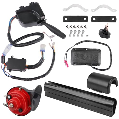 CartClan 12V Universal Golf Cart Turn Signal Kit, Golf Cart Upgrade Turn Signal Switch Kit with 9-Pin Harness, Horn, Brake pad, Instruction, Suitable for Club Car, EZGO, Yamaha Golf Carts