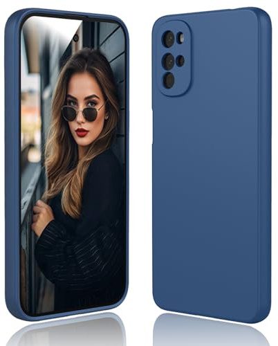 DESSEN Funda para Motorola Moto G22 - Líquida Silicona Carcasa con Forro de Microfibra Antiarañazos Delgada y Suave TPU Cover Anti-Choques Protectora Case, Azul