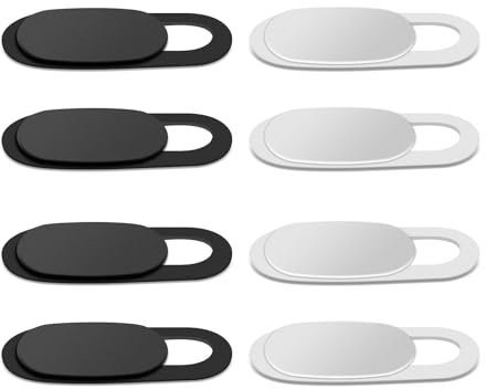 UKOFEW 8 Stück Webcam Abdeckung, Ultra dünne Web Kamera Abdeckung, Slider Kamera Abdeckung, Slider Kamera Cover, Slide Webcam Cover, für Kameras, Laptops, Telefone und Tablets (Schwarz, weiß)