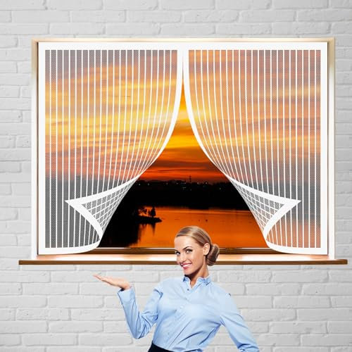 Window Screen Mosquito Netting 126 x 190 cm(50 x 75inch) Mosquito Net Insect Mesh Mosquito Bug Protection Without Drilling Easy to Install Insect Mosquito Net Fly Screens for Windows, White
