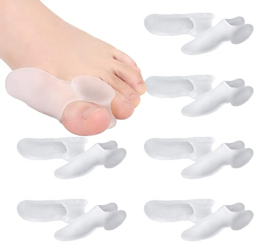 YNR Silikon Zehenspreizer, 6 Paar, transparent, Hallux Valgus Korrektur, Ballenschutz, Zehenspreizung