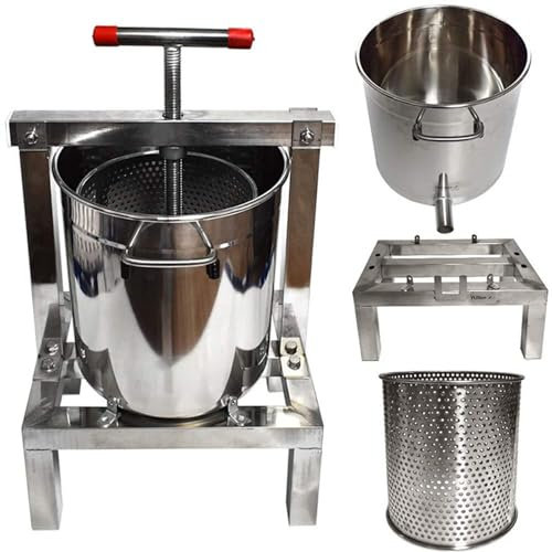 Honigpresse Extraktor Manueller Extraktor-Separator, 15 l, Edelstahl-Extraktor, manuelle Wachspresse und Press-Extraktor, für die Bienenzucht oder den gewerblichen Gebrauch