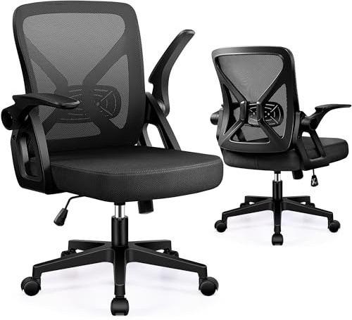 FelixKing Office Chair - Ergonomic Desk Chair Breathable Mesh Task with Wheels and Lumbar Support Home Desk Office Chairs with Flip up Armrest Rolling Swivel for Home Computer Black