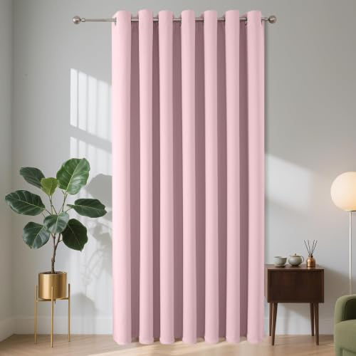 Joydeco Verdunkelungsvorhang 1 Stück,Vorhang Blickdicht mit Ösen Türvorhang H 240 x B 140 Thermovorhang Hellrosa Kälteschutz Hitzeschutz Blackout Curtain für Schlafzimmer Wohnzimmer