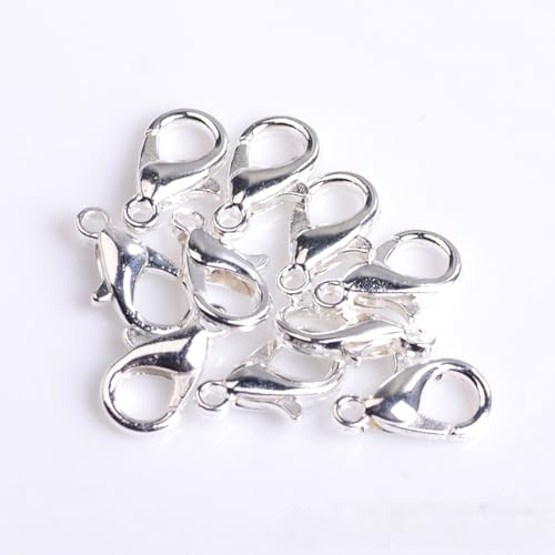 100 stycken karbinhake kedjelås, 21 mm nyckelring krok klämma, armband lås kedjelås, metall smyckeslås karbinhake för hantverk nyckelring, silver