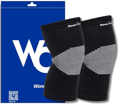 Wonder Care Bamboo Knee Sleeves for Men/Women, Support for Running, Gym, Badminton, Sports, Compression | Perfect Knee Brace for Pain and Enhanced Comfort (L)