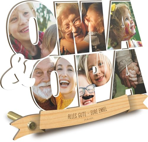 Generisch Oma und Opa Geschenk personalisiert - Foto Geschenk Holzbild opt. mit Sockel - Geschenke für Großeltern, Geschenke für Großeltern