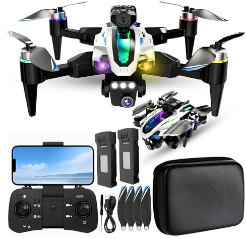 SGM 4K Camera Drone Foldable WiFi RC Quadcopter with Dual HD Cameras, Brushless Motor, Altitude Hold, Follow Me, One-Key Start Mini Drone with Camera 4K for Beginners - White ST-1