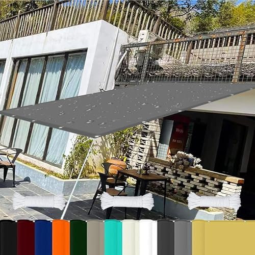 Sonnensegel 6.5 x 8.5 m Reißfest Uv-Schutz Nach Mass Polyestergewebe mit Seil Sonnenschutz Baldachin Sonnenschutz Markise für Pool Und Glasdach, Hellgrau