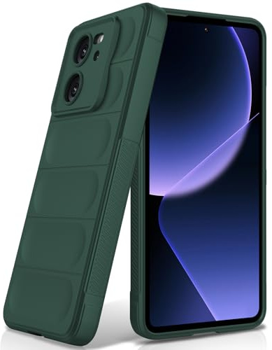 BonYonka Funda de Silicona para Xiaomi 13T/Xiaomi 13T Pro, Verde | Diseño Ondulado Antigolpes, Forro Interior de Microfibra Antirrayas, Tacto Suave y Sedoso, Protección Militar contra Caídas