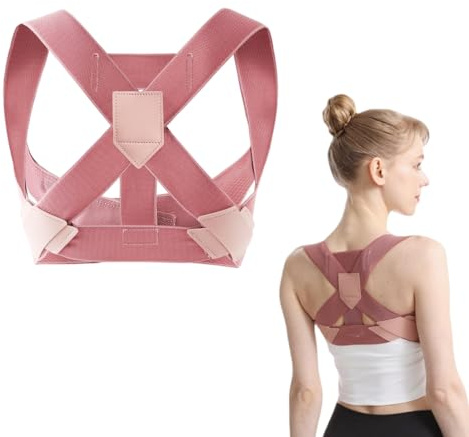 WUSJCOF Redresseur de Dos, Correcteur de Posture Réglable et Respirant, Prévention de la Douleur, Ceinture-dos pour Hommes et Femmes, Maintien du Dos, du Cou et des Épaules (M) (Rose)