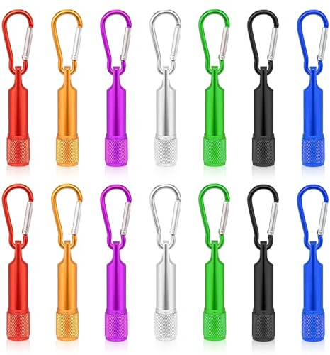 yotutun Mini Lampe de Poche Portable, 14 Pièces Lampe de Poche Porte-clés, Lampes Torche LED pour Enfants, Petite Mini Lampe Colorée en Aluminium pour ExtéRieur Camping Randonnée Cyclisme