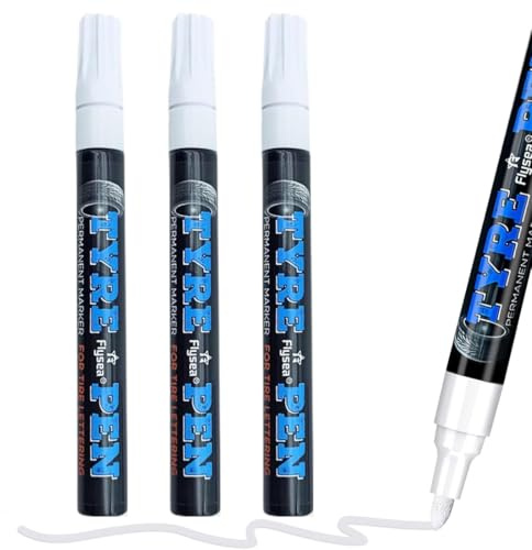 JUGUTA Marcador Para Neumáticos Blanco 3Er Pack, Rotulador Impermeable Para Neumáticos De Coche, Rotulador Blanco Ruedas Para Pinturas Rupestres, Piedra, Cerámica, Vidrio, Madera, Neumáticos, Tela