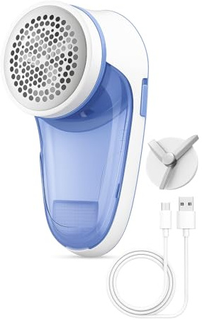 Quita pelusas electrico bolas de ropa.Quita Pelusas recargable USB Tipo C potente.2 Cuchillas de Acero Inoxidable.Removedor Electrico de pelusas para ropa.Contenedor de Pelusas desmontable.Color Azul.