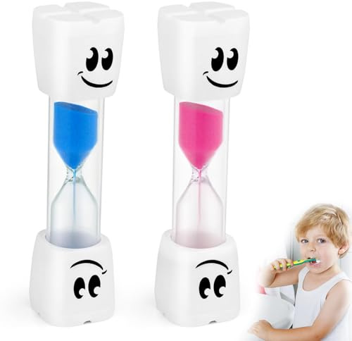 2pcs Sablier pour Brosse à Dents pour Enfants, Sablier 2 Minutes de Rose et Bleue, Convient pour la Cuisine Le Bureau Les Jeux Le Sablier Brossage Dents Enfant