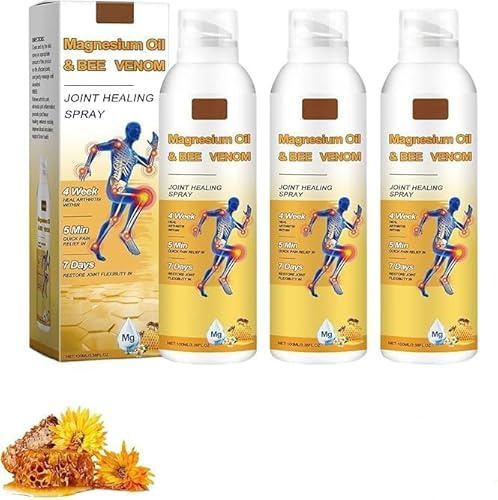 Magnesium Oil & Bee Venom Joint Healing Spray,Joint Pain Relief Gel for Back, Neck, Hands, Knee,for Muscle and Joint Recovery