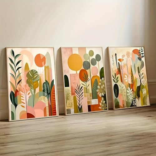 GLWDMB Set di 3 quadri da parete con giungla tropicale astratta, 30 x 40 cm, stampe su tela e poster, immagini da parete per soggiorno e camera da letto (senza cornice)