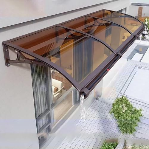 tejadillo Proteccion Lluvia Toldos For Ventanas, Marquesinas Exteriores For Puertas Delanteras, Toldos De Policarbonato con Soportes De Aluminio, Tapajuntas For Techo(Brown,60x160cm)