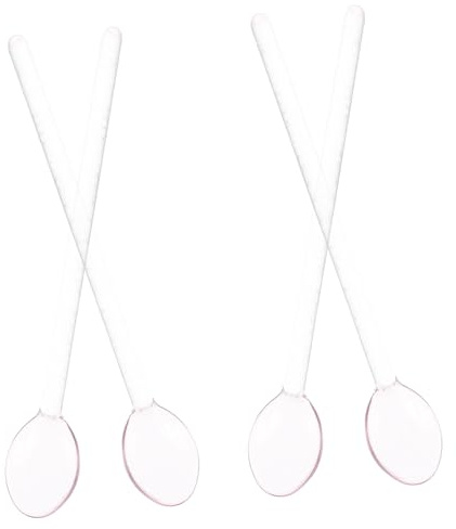 iplusmile 4 Cucharas Largas Cómodas de Sostener de Vidrio Rosa para Café y Postres y Fáciles de Limpiar Ideales para Bares y Cafeterías