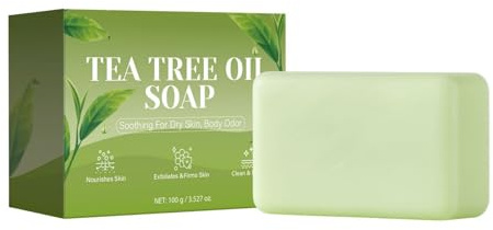 NAOLVE Tea Tree Oil Soap Bar, Natural Body Wash for Dry and Itchy Skin, 100g, with Coconut Oil and Lemon Extract (1)