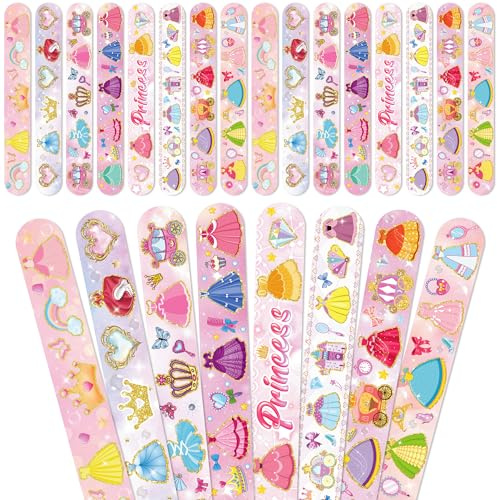 24Pcs Princess Birthday Party Supplies Favors,Slap Wristband Set,Best for Fill Up the Goodie Bags