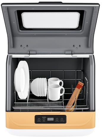 Mini lave-vaisselle de table autonome 35 cm 800 W 220 V - Affichage LED tactile - Température 70 °C - Capacité du lave-vaisselle : 4 à 6 couverts (12 à 20 pièces) - Pour appartements et camping-cars