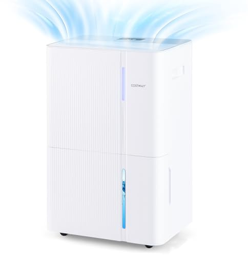 GOPLUS Deshumidificador de Aire 40 L/Día, Deshumidificador Eléctrico para 50 m² con 3 Modos, 2 Velocidades, Temporizador de 24 H, Bloqueo para Niños, Descongelación, para Baño y Dormitorio