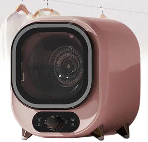 Portable Condenser Tumble Dryer 0-200 Minutes Hot Cold Air 3D Drying 5kg Vented Tumble Dryer Countertop Or Wall Mount Installation, Space-Saving Design(Pink)