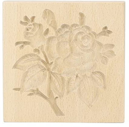Riuulity Stampo per Biscotti in Legno Timbro per Biscotti Intagliato a Rilascio Facile per la Cottura in, in Casa, in Famiglia, Regalo in Legno di Faggio per gli Amanti dei (rosa)