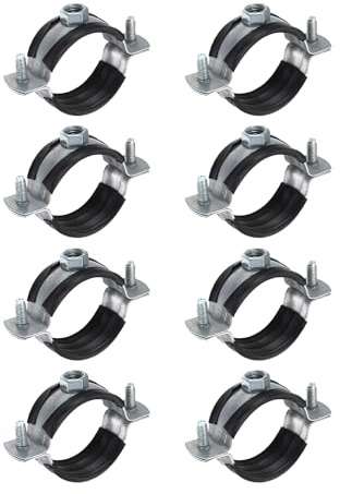 sourcing map 8 Pcs Split Ring Pipe Hanger 1-9/16 (40mm) Galvanized Steel Sheet Wall Ceiling Mount Adjustable Pipe Bracket Clamp for Plumbing HVAC (M8)