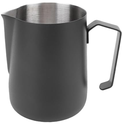 SIXRUN Pitcher à Lait, Pichet à Vapeur en Acier Inoxydable avec échelle de Mesure pour Bar à café, Art du Cappuccino Latte (BLACK)