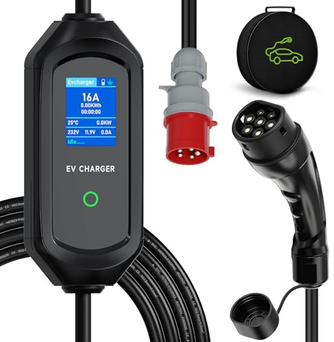 AFYEEV Mobile Wallbox 11kW Typ 2 Ladekabel, 5M/16A/3 Phasig Ladegerät Typ 2 | Ladekabel e Auto EV Charger mit 6/8/10/13/16A Einstellbarer Ladeleistung & 1-15H Verzögertes Laden, für EV PHEV IEC 62196-2