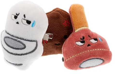 Forma de Caca Pinzas de Pelo de Peluche, 3 Piezas | Diseño de Dibujos Animados, Material de Tela, Estilo Kawaii, para Mujeres y Niñas, Accesorio Dual
