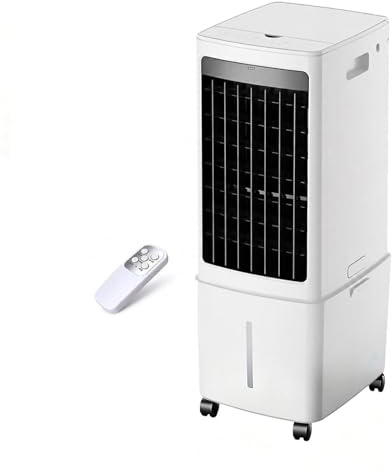 Portable Air Conditioner Cooler with Remote Control, 3 Speeds, 12L removable water tank, Evaporative Air Cooler Fan with Built-in 7.5 Hour Timer, 2 Ice Packs, for Home Office & Bedroom