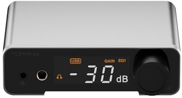 Fanmusic TOPPING DX1 II gaming-kompatibel DAC & hörlursförstärkare med ES9039Q2M avkodarchip av 3:e generationen, XMOS XU-316 med fjärrkontroll (silver)