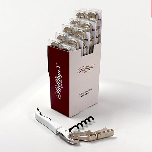 PULLTAP'S GENUINE Lote de 10 unidades de Classic 500 (Blanco) Sacacorchos de camarero profesional. Incluye doble palanca articulada, navaja cortacápsulas y abridor de tapones. Fabricado en España