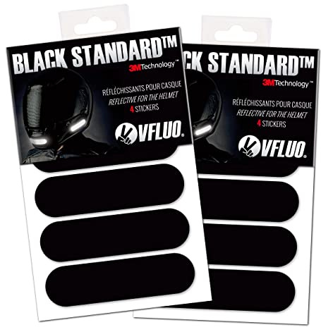 VFLUO - Kit 4 Streifen Schwarz Reflektierende Aufkleber für Motorradhelm - zugelassen für FR-Maße - Hohe Qualität und Sichtbarkeit, 3M™-Technology – diskret und Design – maximaler Halt - 2er Pack