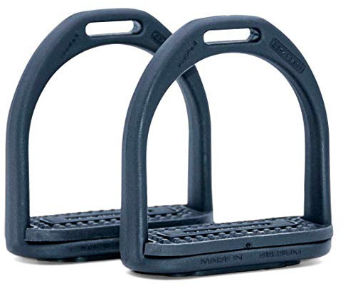 Compositi AMKA Steigbügel Profile aus Kunststoff für Kinder und Jugendliche stoßdämpfend, feuchtigkeitsbeständig, Elastomer Einlage schwarz