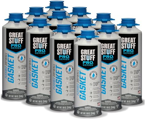 Great Stuff PRO Flexible Drywall Gasket 18 oz, One Component, Water Based, Air Cured, Drywall Sealant for Use Only with Great Stuff Pro Gasket Dispensing Gun (Pack of 12)