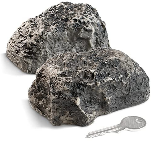 COM-FOUR® 2x Pierre à Clés Big Mountain - Pierre d'Imitation avec Compartiment Secret - Roche Artificielle pour Géocaching - Cachette pour Clés Aspect Pierre - Factice de Pierre - Rocher Artificiel