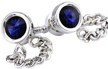 DOLOVE Cuff Links Mens Wedding Chain Link Cufflink Silver Cufflink Sets for Men